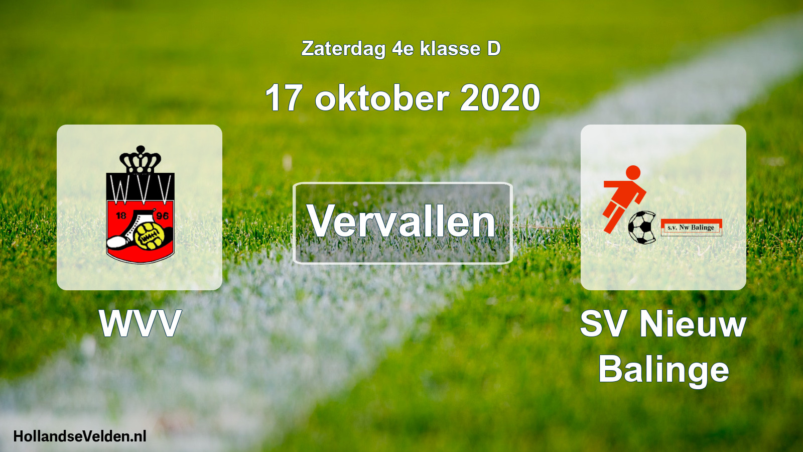 Scheduled Match: WVV - SV Nieuw Balinge (17 October 2020)