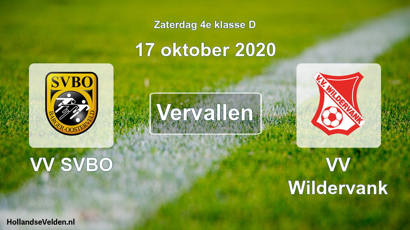 Scheduled Match: VV SVBO - VV Wildervank (17 October 2020)
