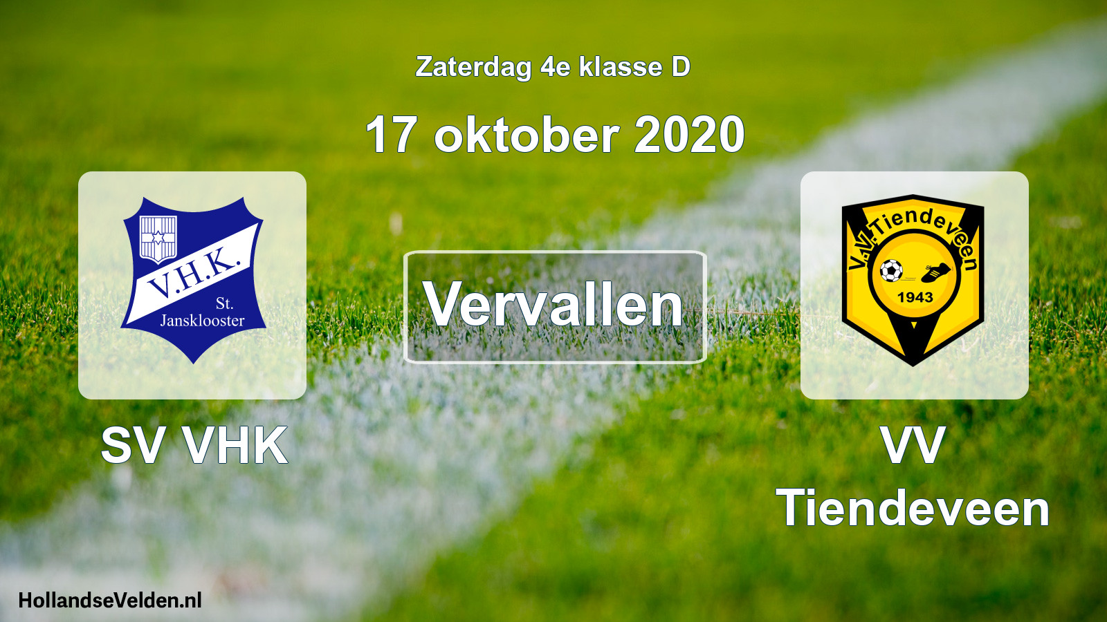 Scheduled Match: SV VHK - VV Tiendeveen (17 October 2020)