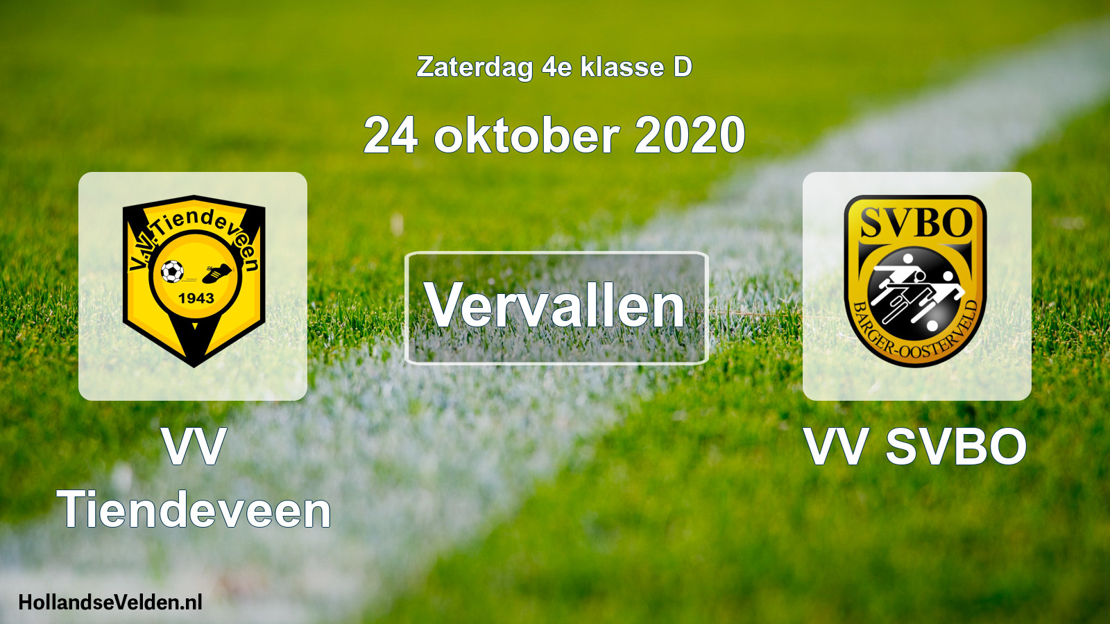 Scheduled Match: VV Tiendeveen - VV SVBO (24 October 2020)