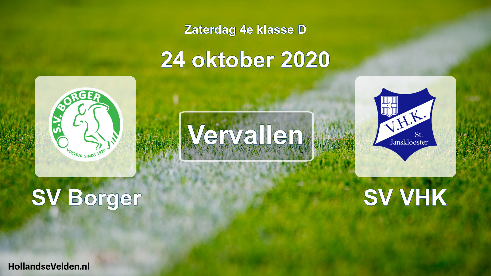 Scheduled Match: SV Borger - SV VHK (24 October 2020)