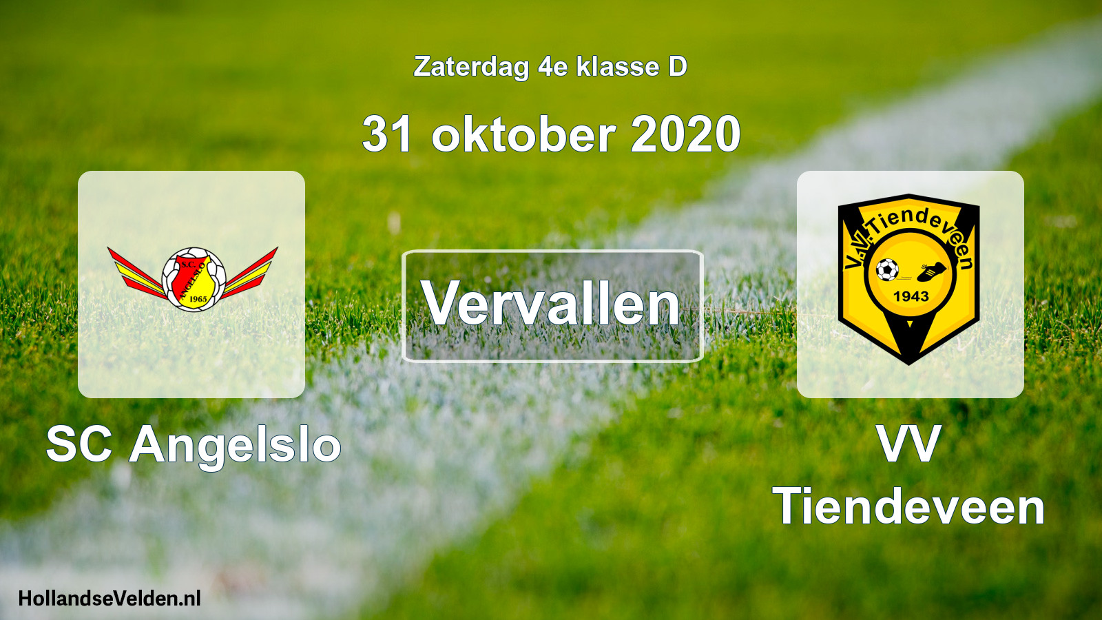 Scheduled Match: SC Angelslo - VV Tiendeveen (31 October 2020)