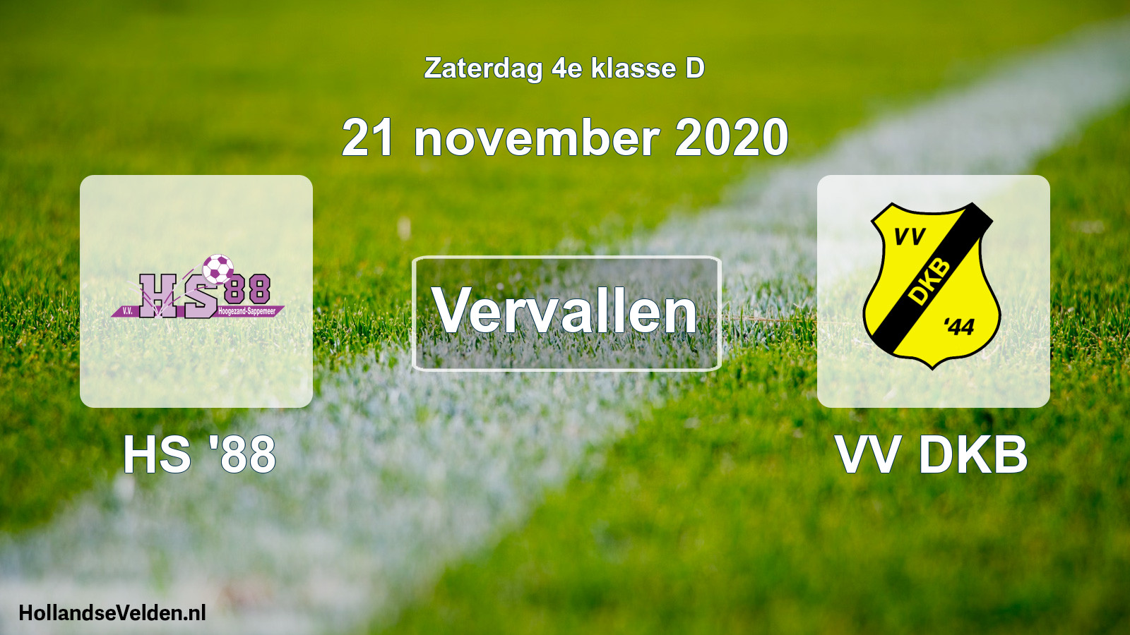 Scheduled Match: HS '88 - VV DKB (21 November 2020)