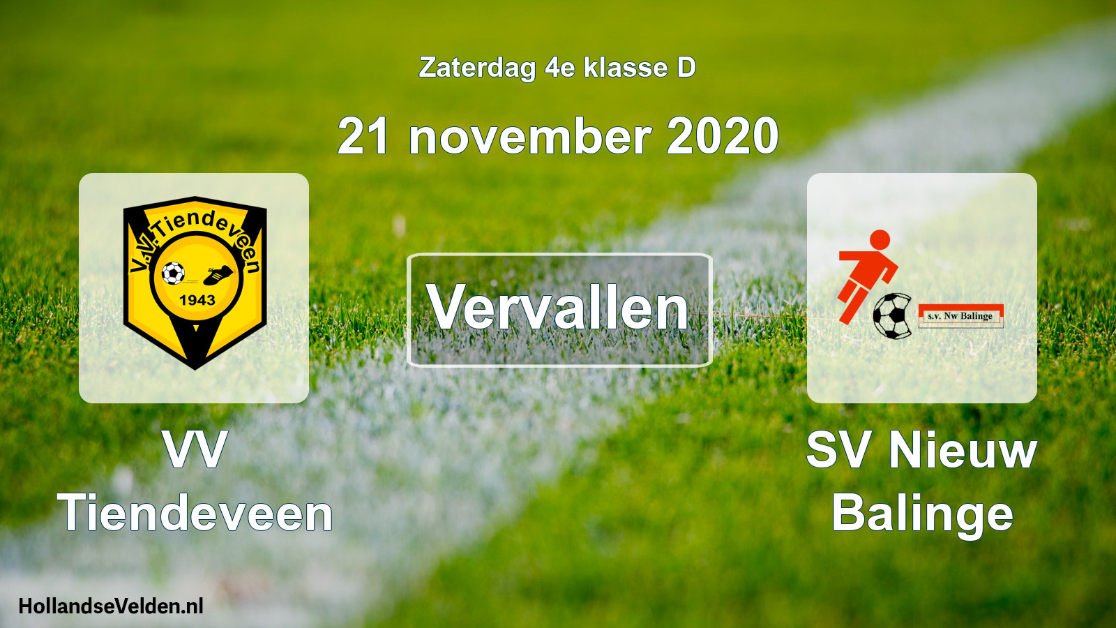 Scheduled Match: VV Tiendeveen - SV Nieuw Balinge (21 November 2020)