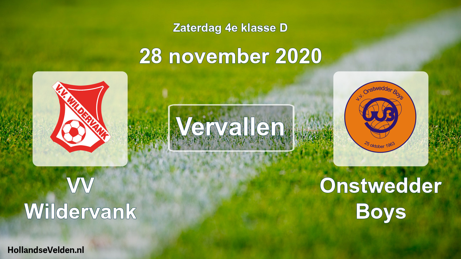 Scheduled Match: VV Wildervank - Onstwedder Boys (28 November 2020)
