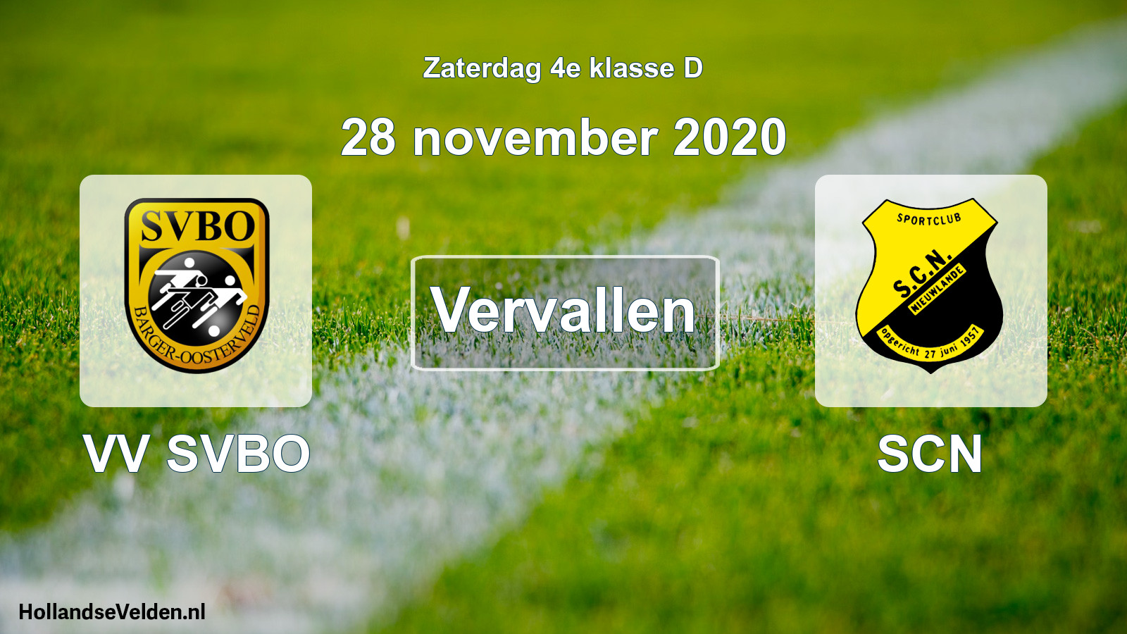 Scheduled Match: VV SVBO - SCN (28 November 2020)