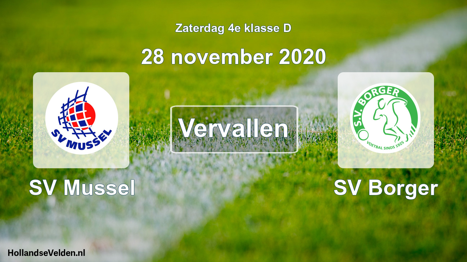 Scheduled Match: SV Mussel - SV Borger (28 November 2020)