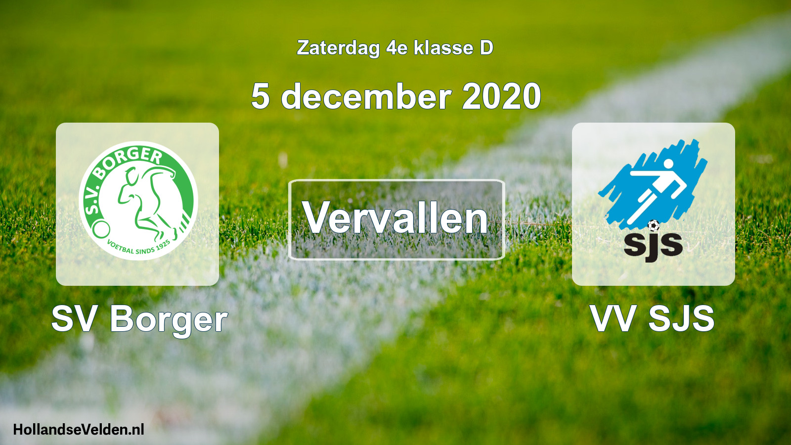 Scheduled Match: SV Borger - VV SJS (5 December 2020)