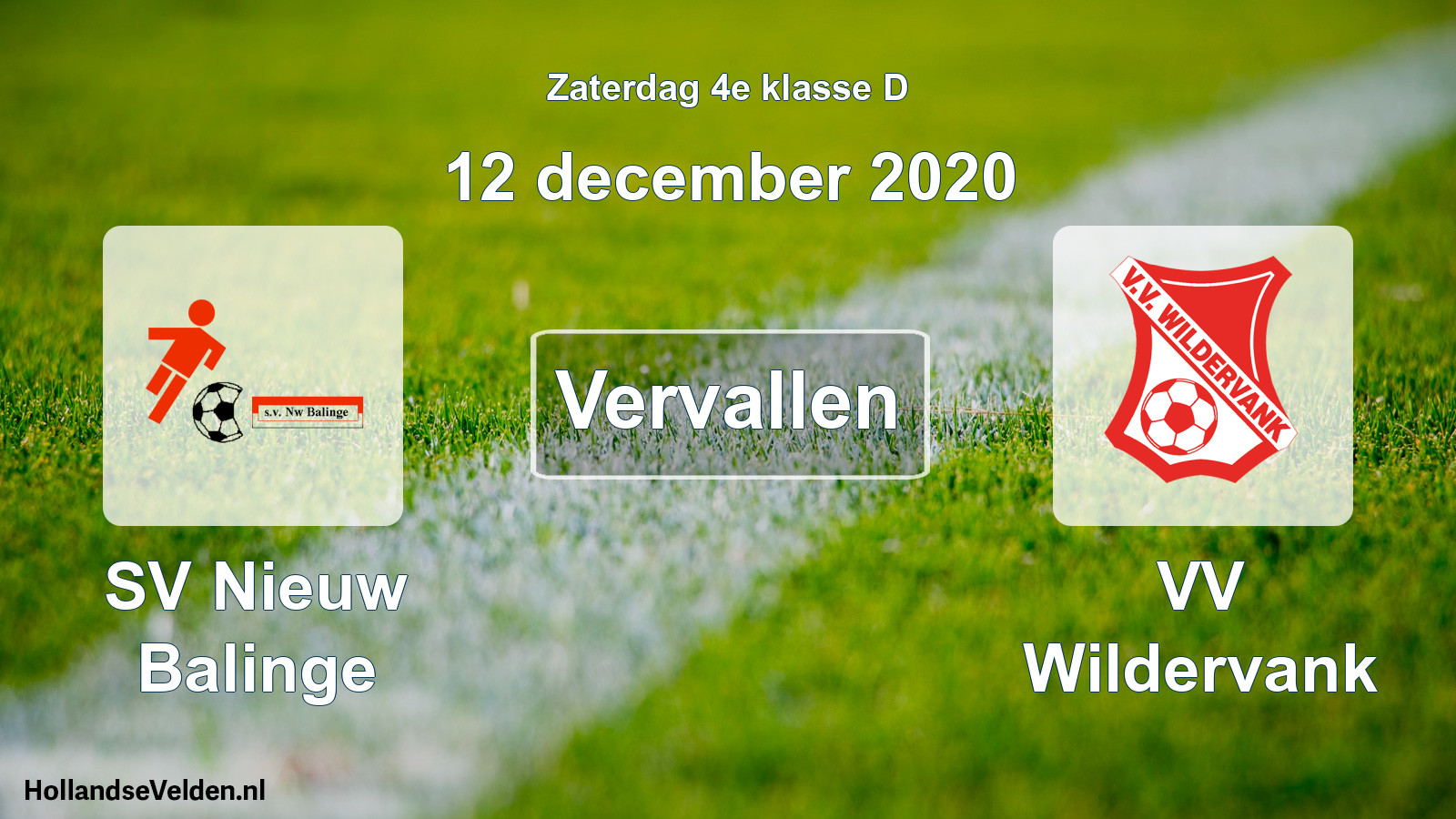 Scheduled Match: SV Nieuw Balinge - VV Wildervank (12 December 2020)