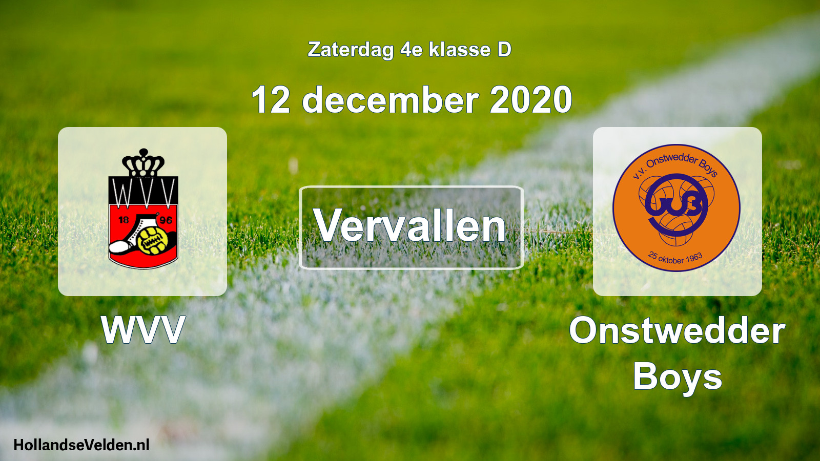 Scheduled Match: WVV - Onstwedder Boys (12 December 2020)
