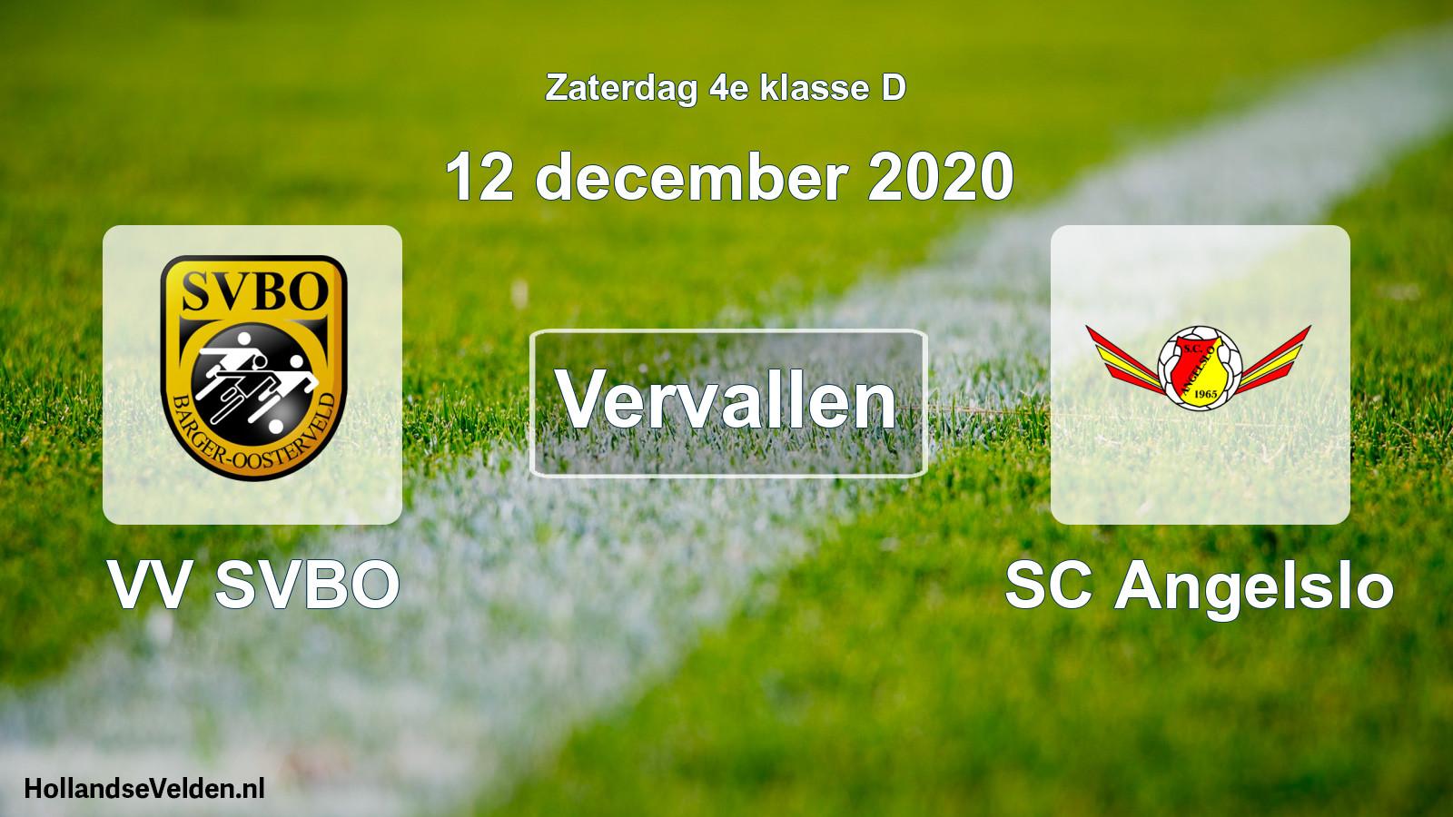 Scheduled Match: VV SVBO - SC Angelslo (12 December 2020)
