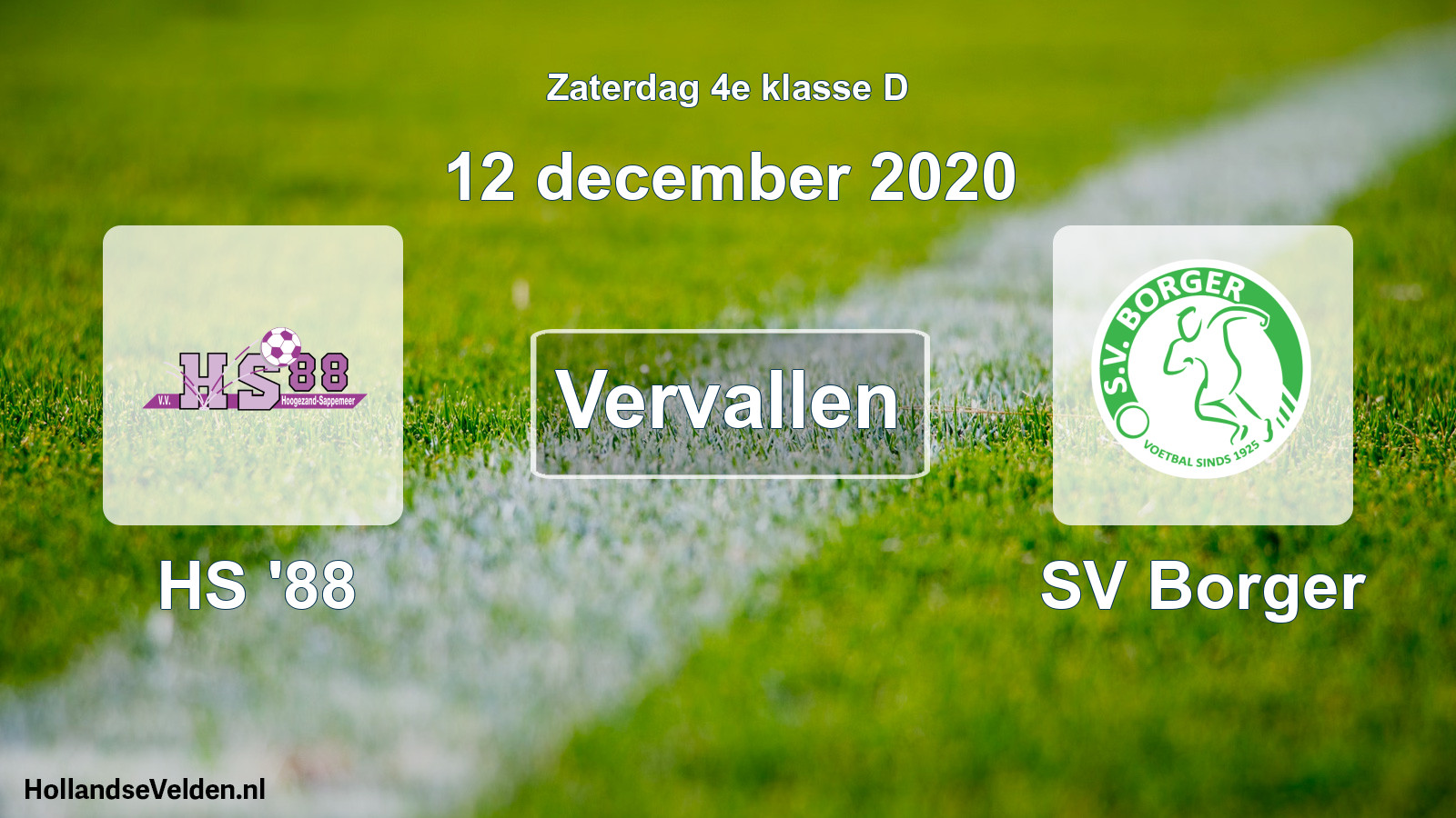Scheduled Match: HS '88 - SV Borger (12 December 2020)