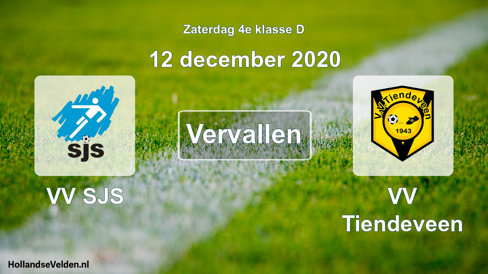 Scheduled Match: VV SJS - VV Tiendeveen (12 December 2020)