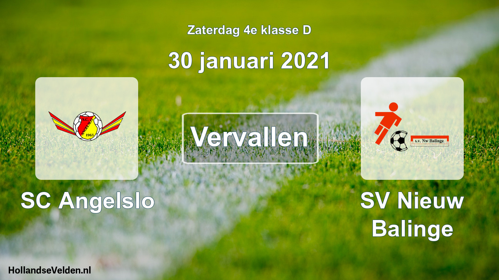 Scheduled Match: SC Angelslo - SV Nieuw Balinge (30 January 2021)