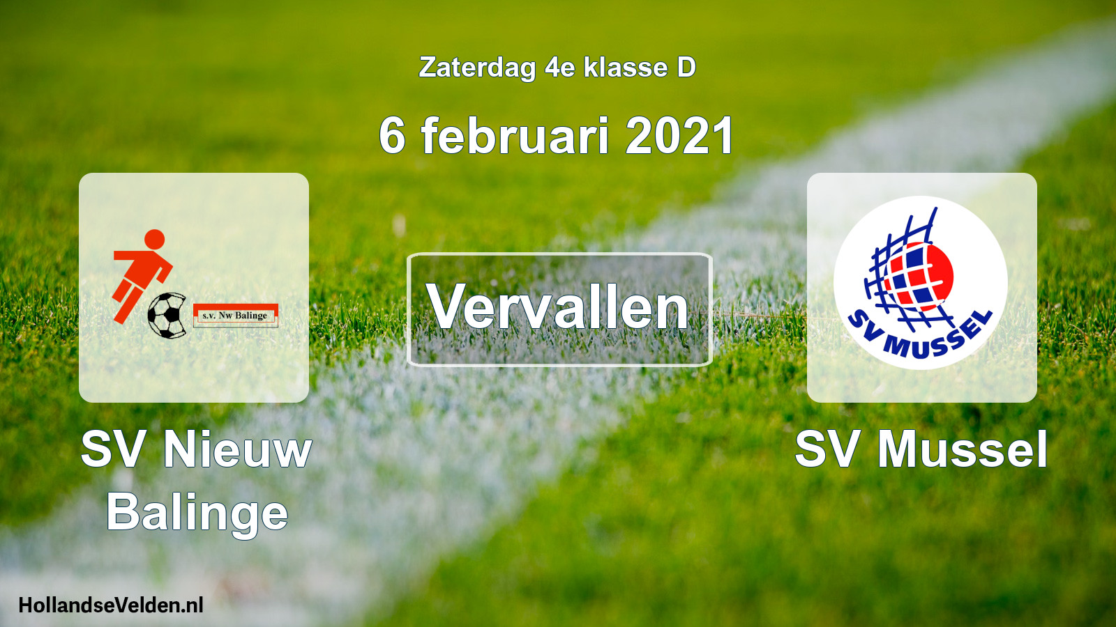 Scheduled Match: SV Nieuw Balinge - SV Mussel (6 February 2021)