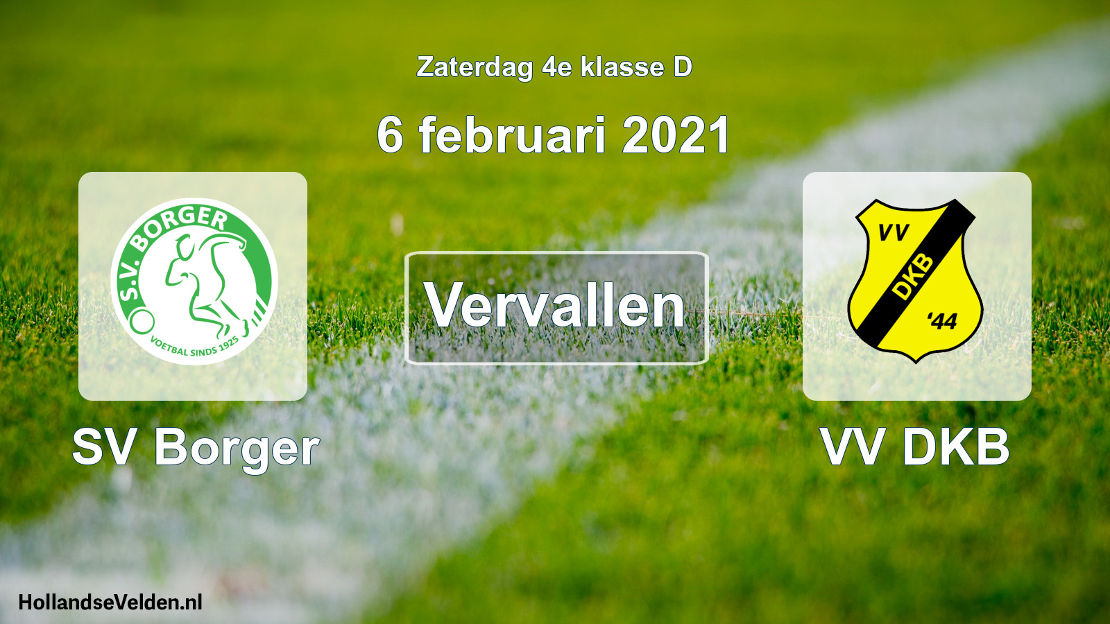 Scheduled Match: SV Borger - VV DKB (6 February 2021)