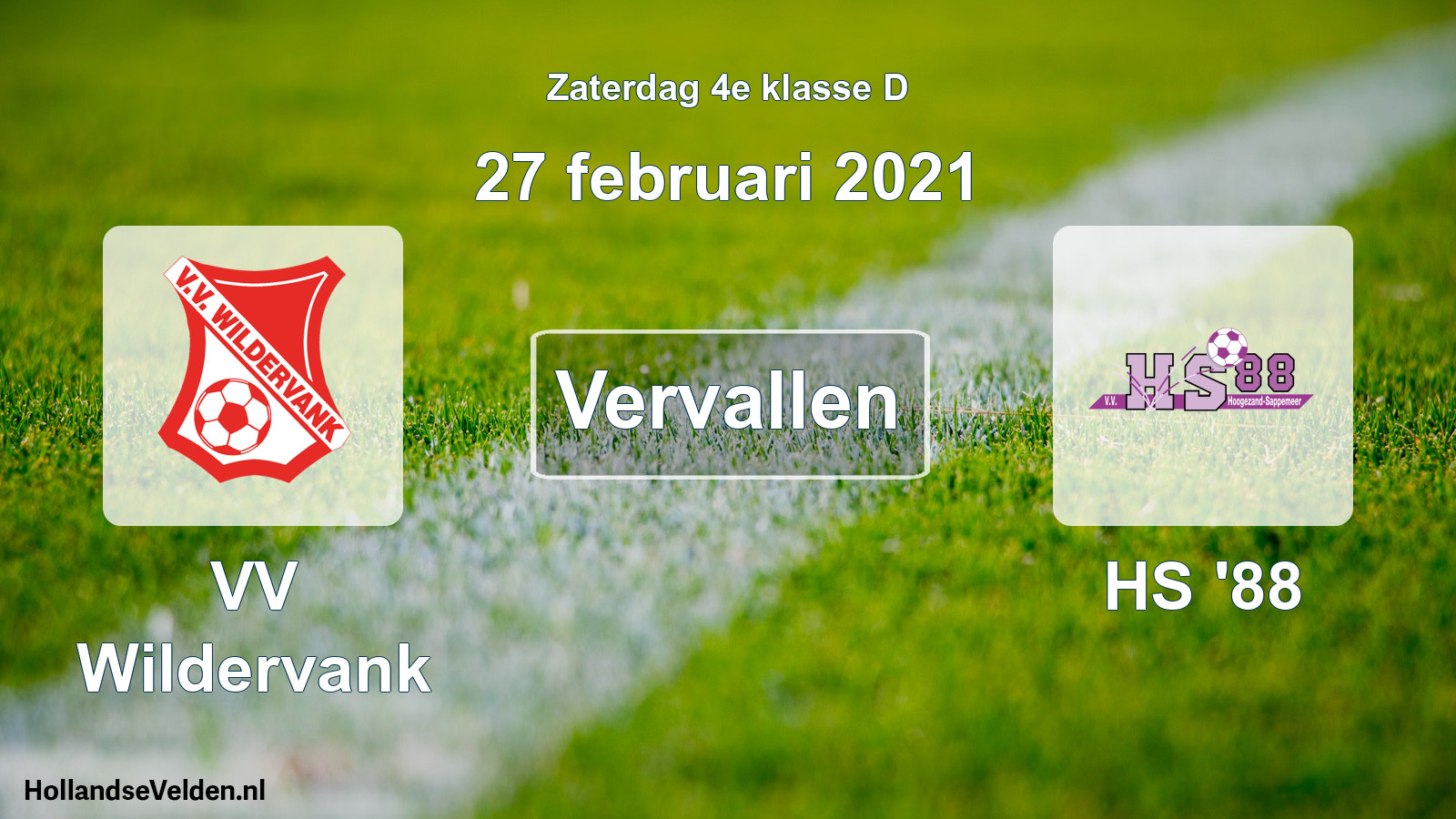 Scheduled Match: VV Wildervank - HS '88 (27 February 2021)