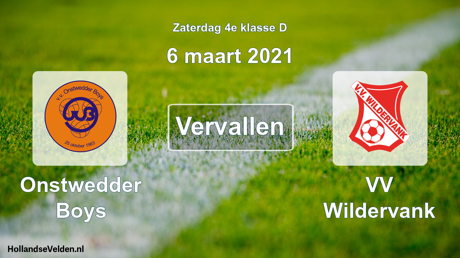 Scheduled Match: Onstwedder Boys - VV Wildervank (6 March 2021)