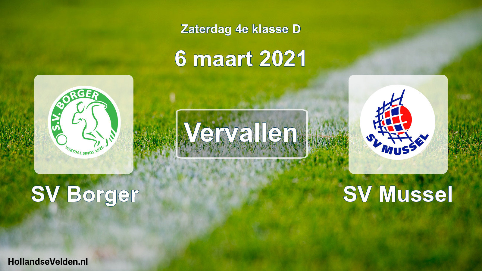 Scheduled Match: SV Borger - SV Mussel (6 March 2021)