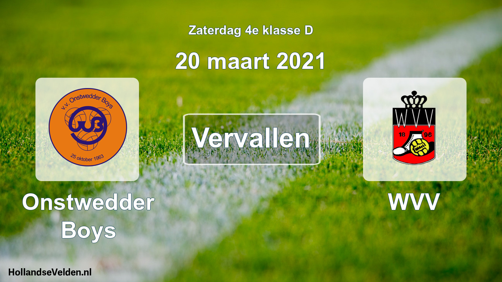 Scheduled Match: Onstwedder Boys - WVV (20 March 2021)