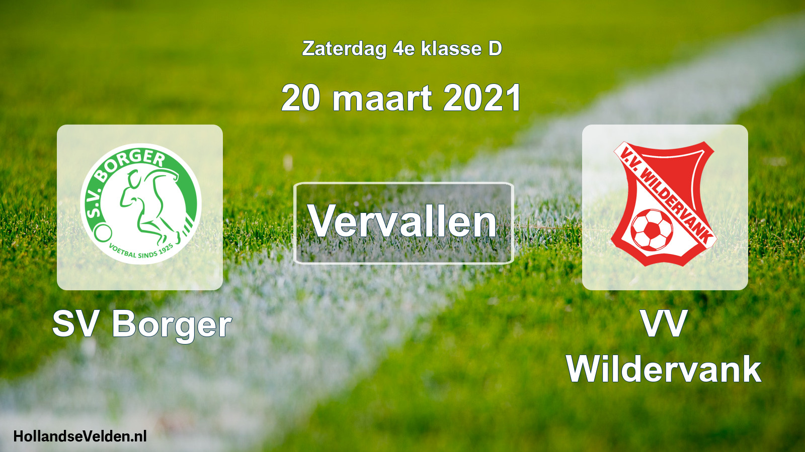 Scheduled Match: SV Borger - VV Wildervank (20 March 2021)