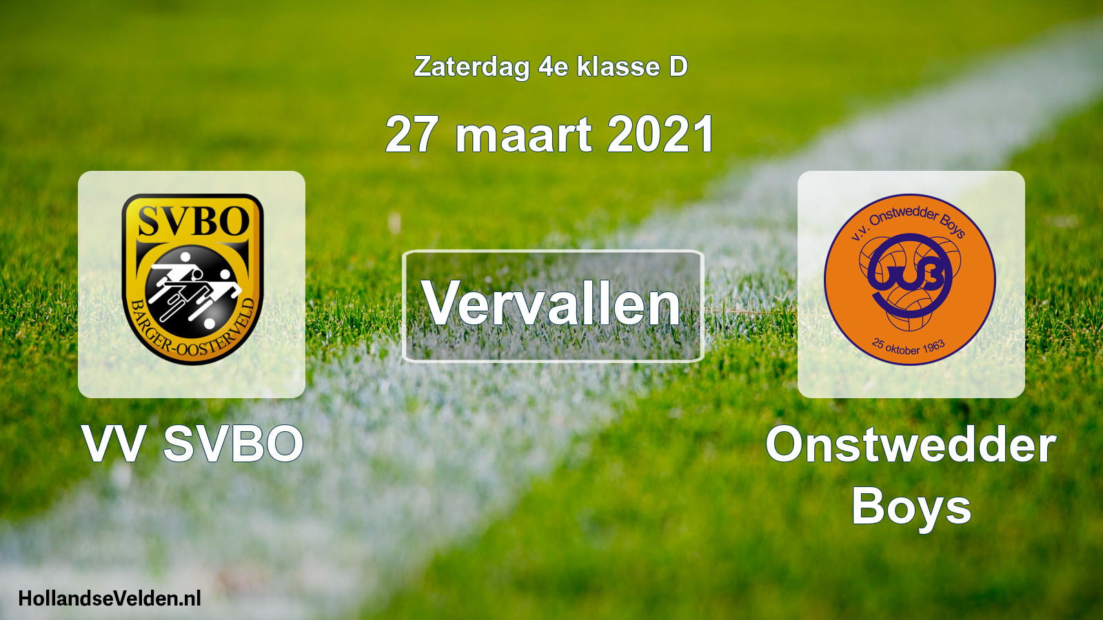 Scheduled Match: VV SVBO - Onstwedder Boys (27 March 2021)