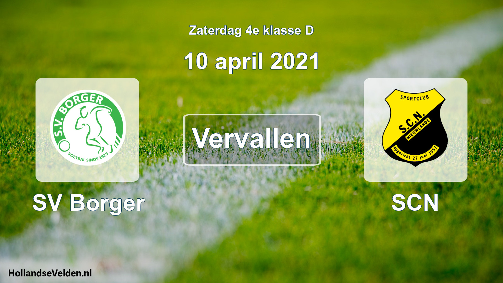 Scheduled Match: SV Borger - SCN (10 April 2021)