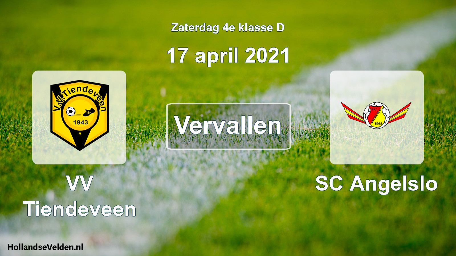 Scheduled Match: VV Tiendeveen - SC Angelslo (17 April 2021)