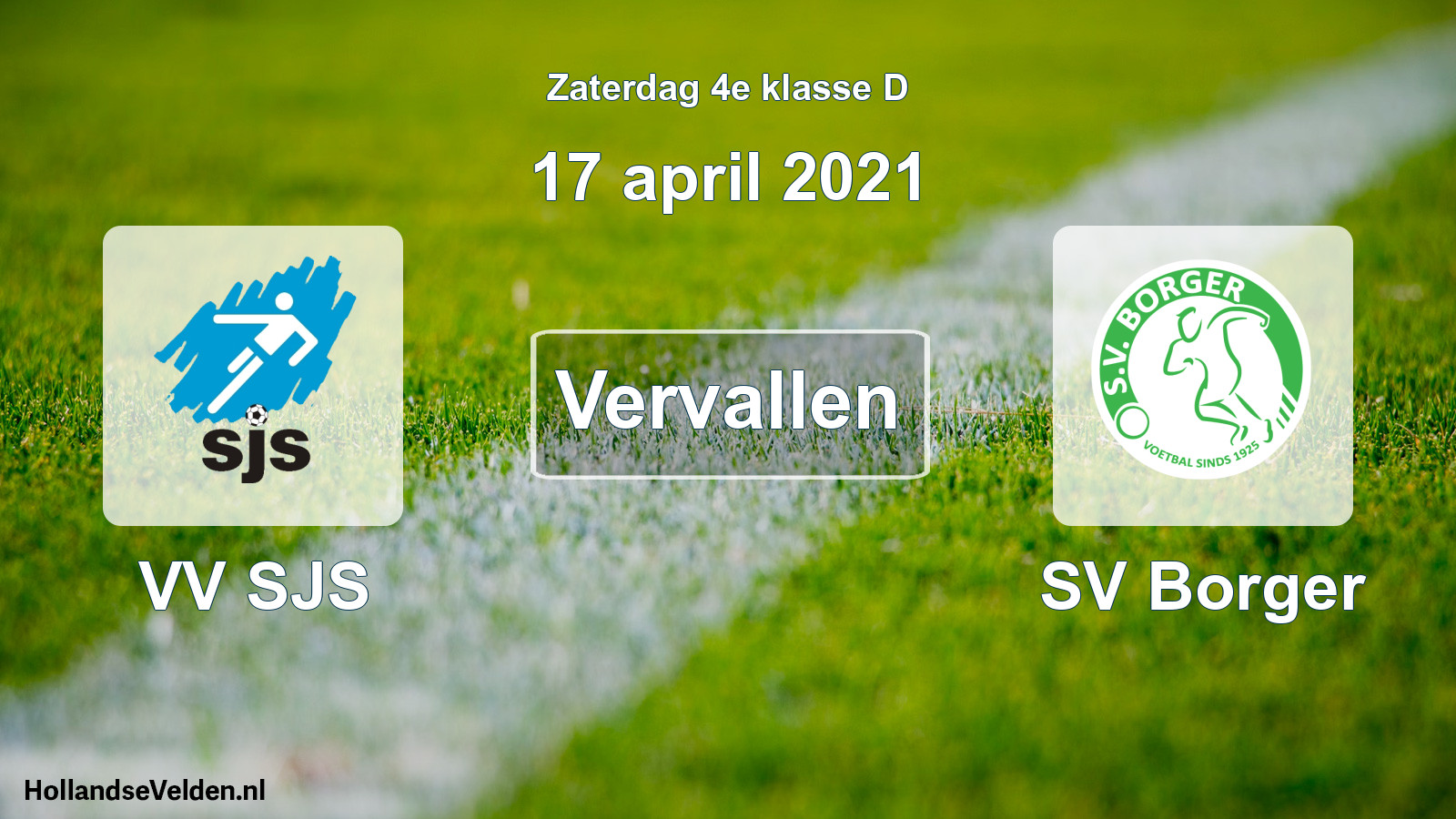 Scheduled Match: VV SJS - SV Borger (17 April 2021)