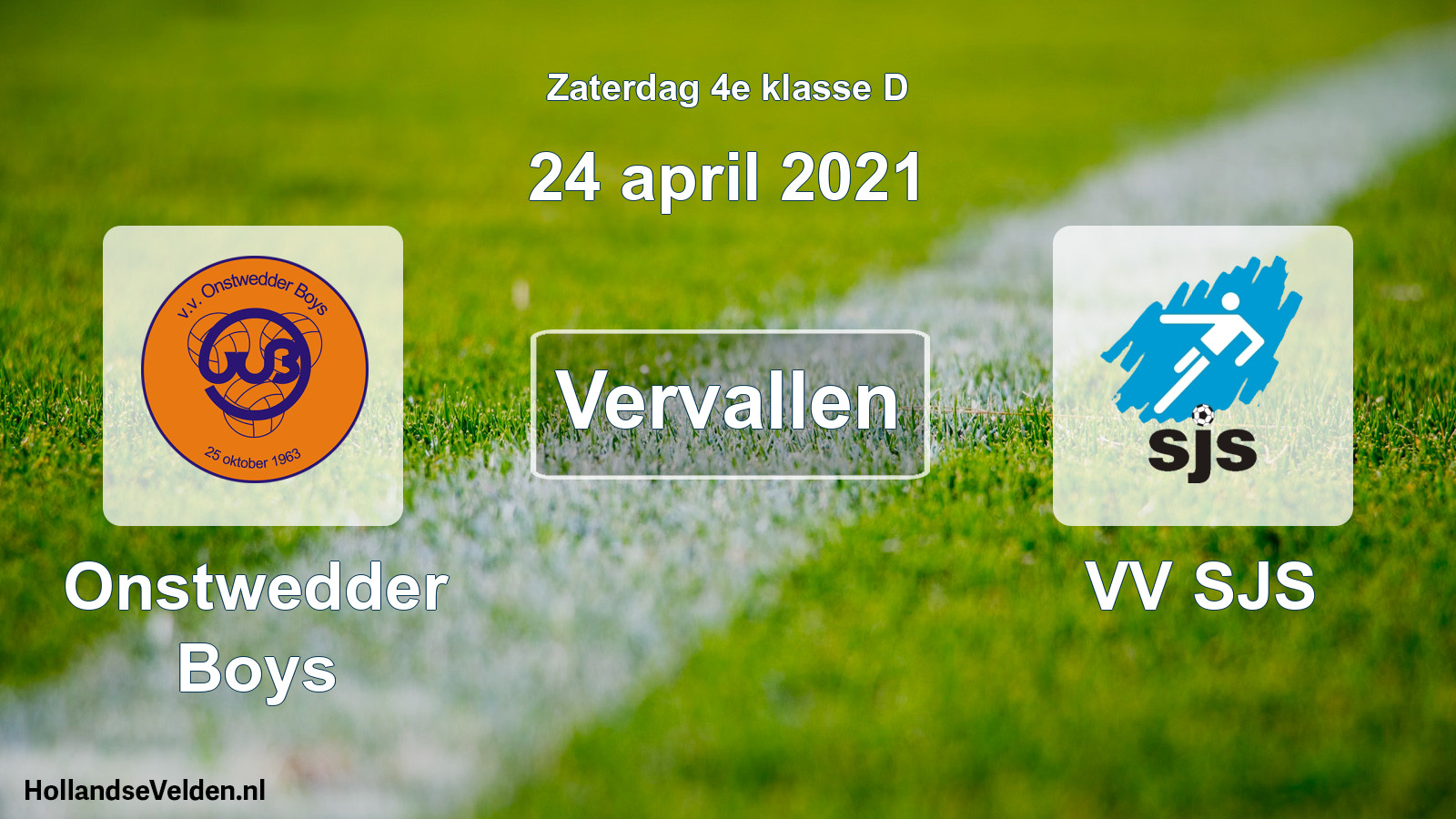 Scheduled Match: Onstwedder Boys - VV SJS (24 April 2021)