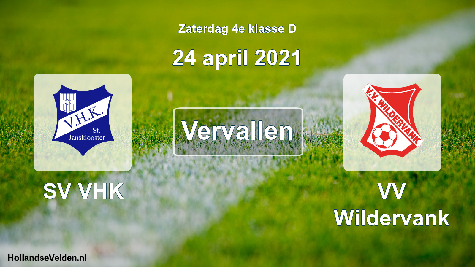 Scheduled Match: SV VHK - VV Wildervank (24 April 2021)