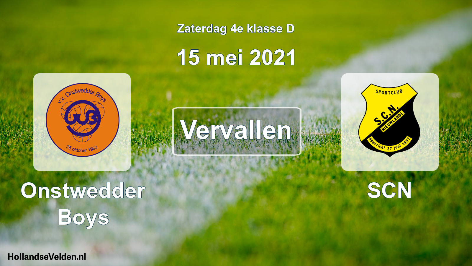 Scheduled Match: Onstwedder Boys - SCN (15 May 2021)