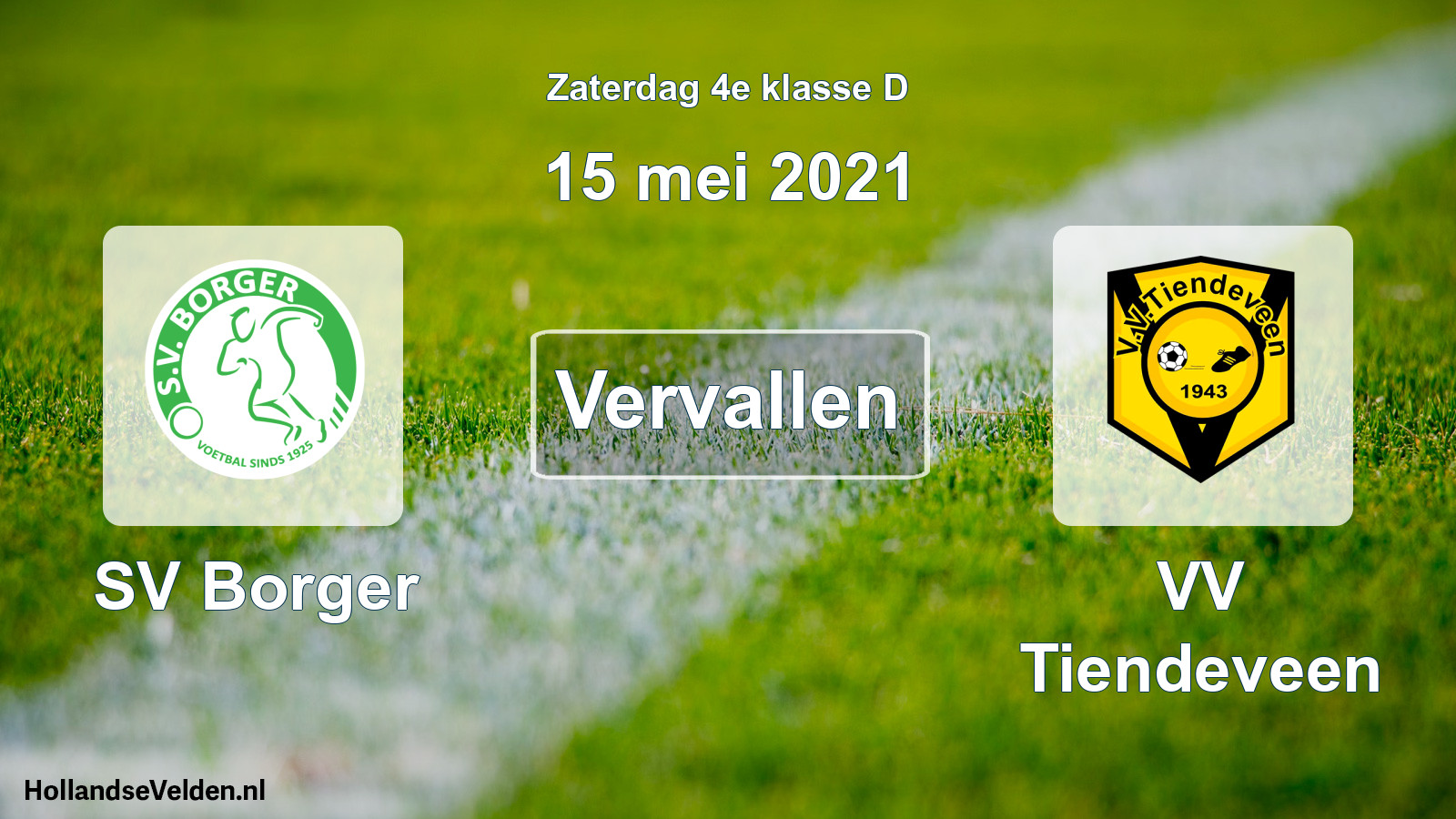 Scheduled Match: SV Borger - VV Tiendeveen (15 May 2021)