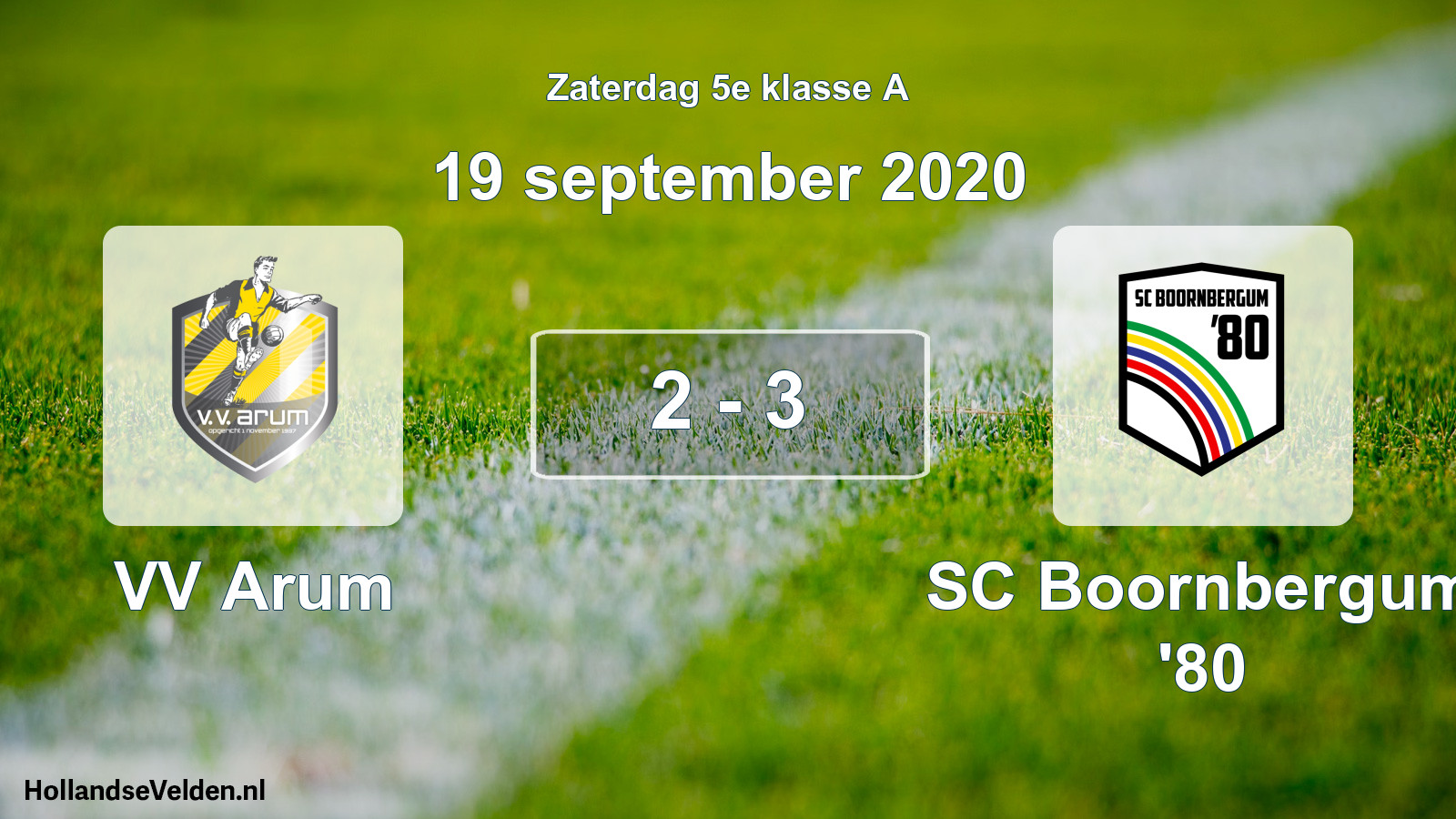 Total number of matches played: VV Arum - SC Boornbergum '80 2 - 3 (19 September 2020)