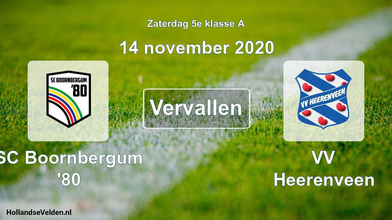 Scheduled Match: SC Boornbergum '80 - VV Heerenveen (14 November 2020)