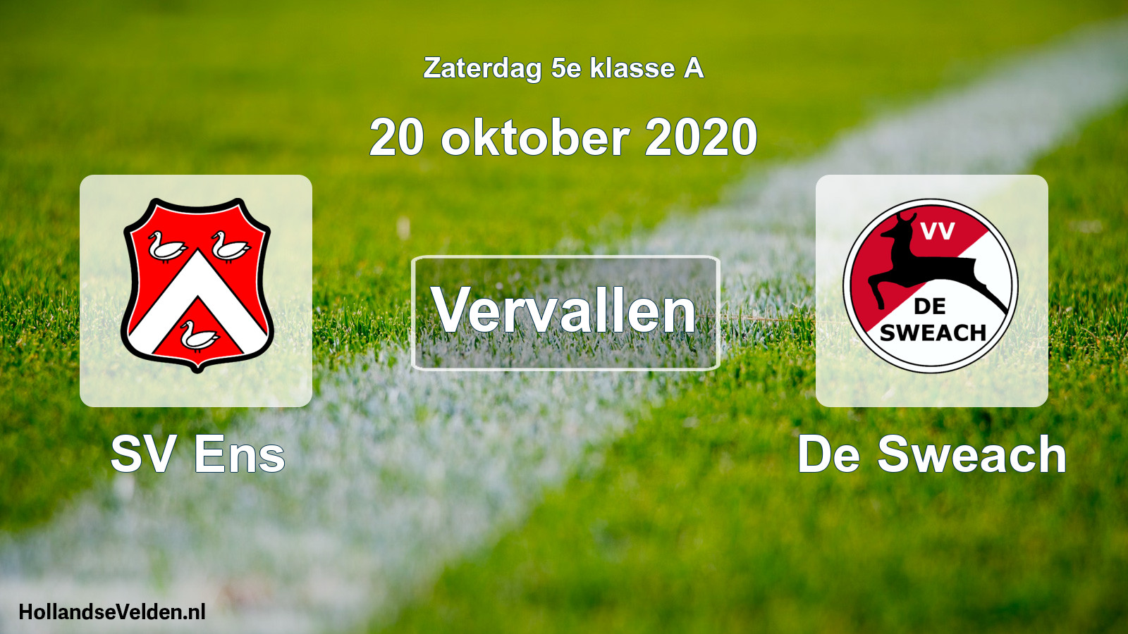 Scheduled Match: SV Ens - De Sweach (20 October 2020)