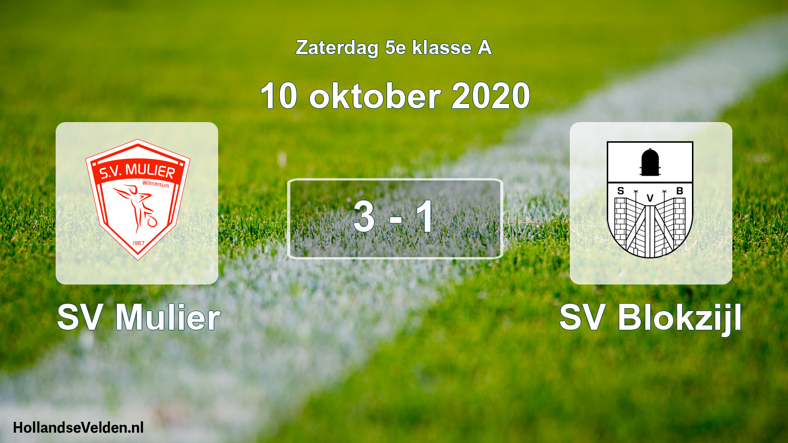 Total number of matches played: SV Mulier - SV Blokzijl 3 - 1 (10 October 2020)