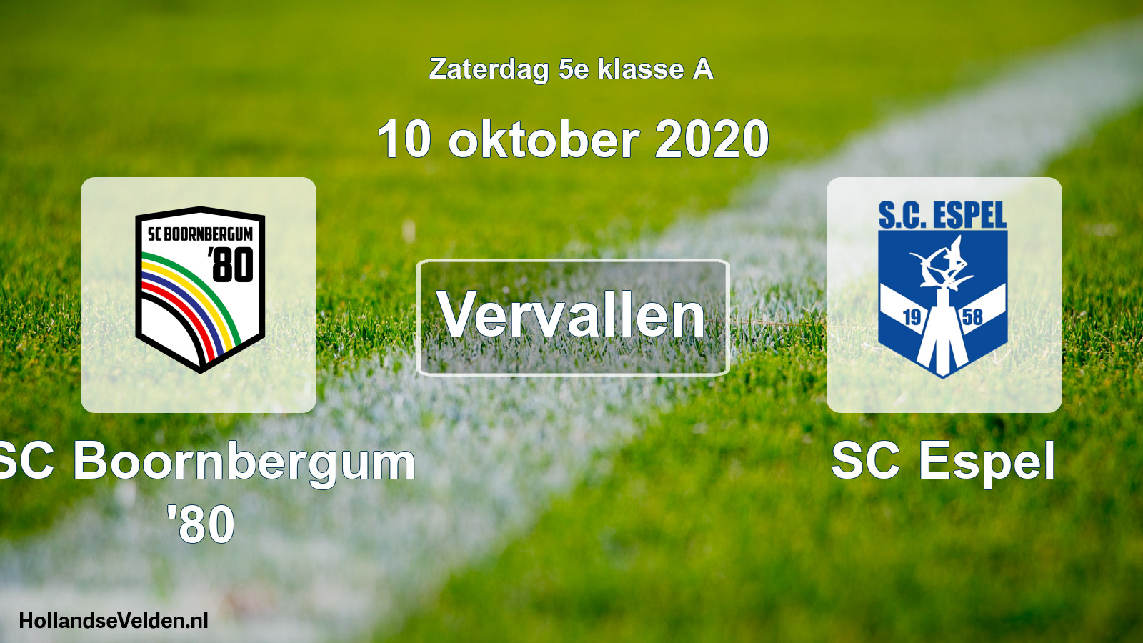 Scheduled Match: SC Boornbergum '80 - SC Espel (10 October 2020)