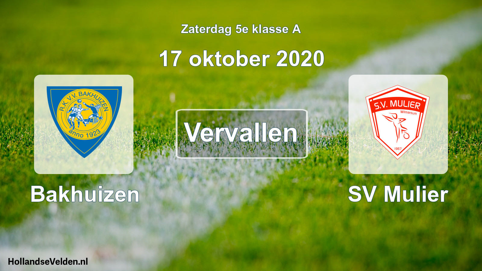 Scheduled Match: Bakhuizen - SV Mulier (17 October 2020)
