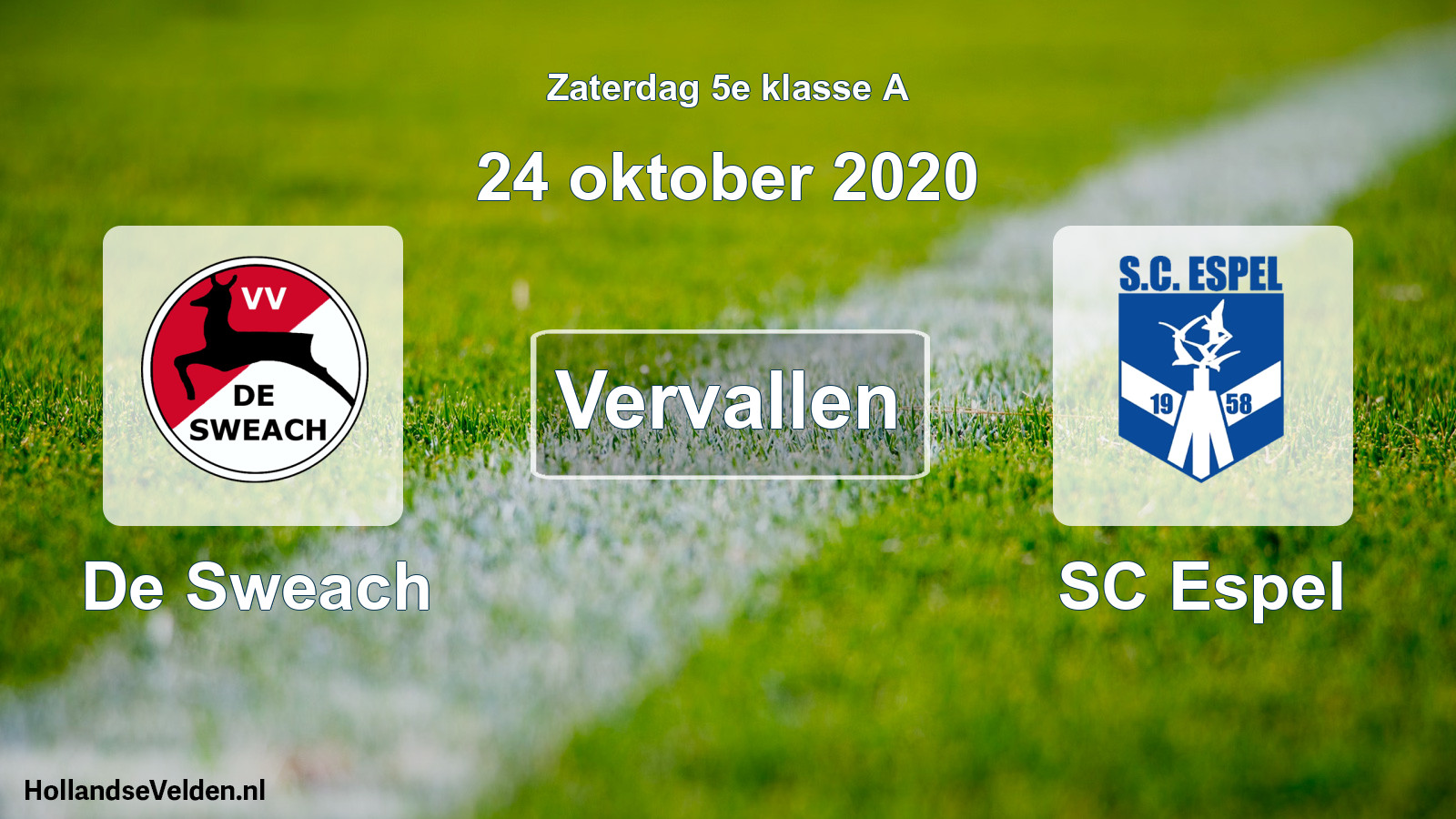 Scheduled Match: De Sweach - SC Espel (24 October 2020)