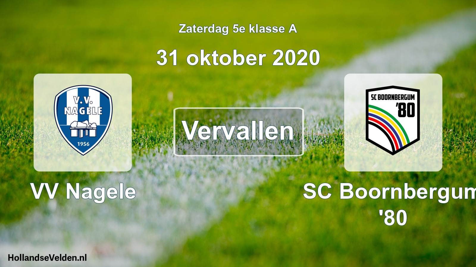 Scheduled Match: VV Nagele - SC Boornbergum '80 (31 October 2020)