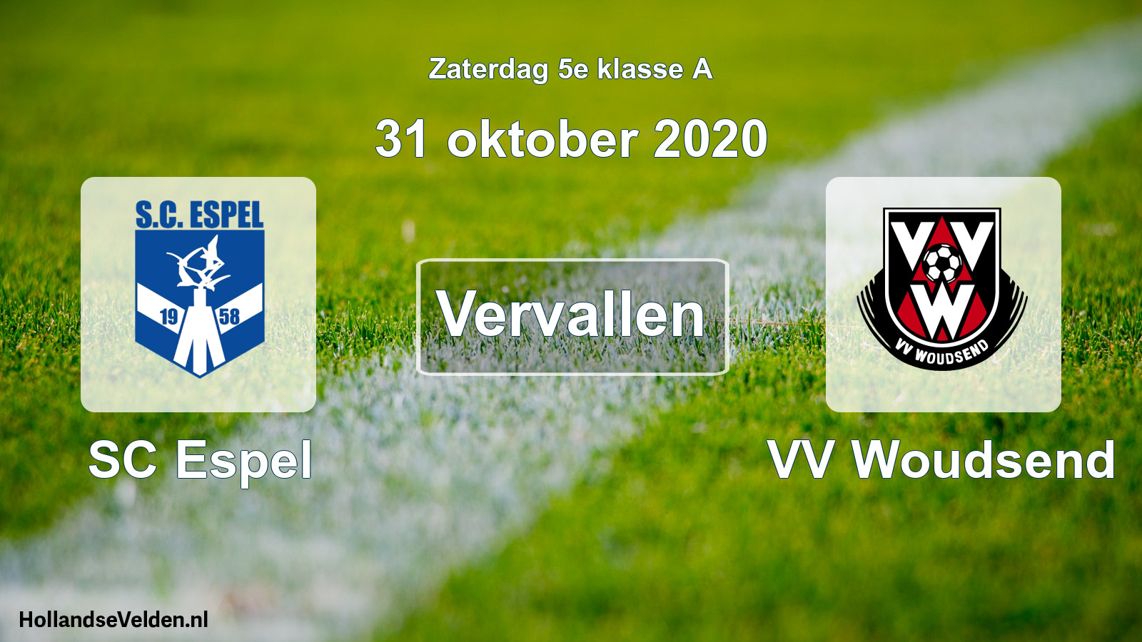 Scheduled Match: SC Espel - VV Woudsend (31 October 2020)