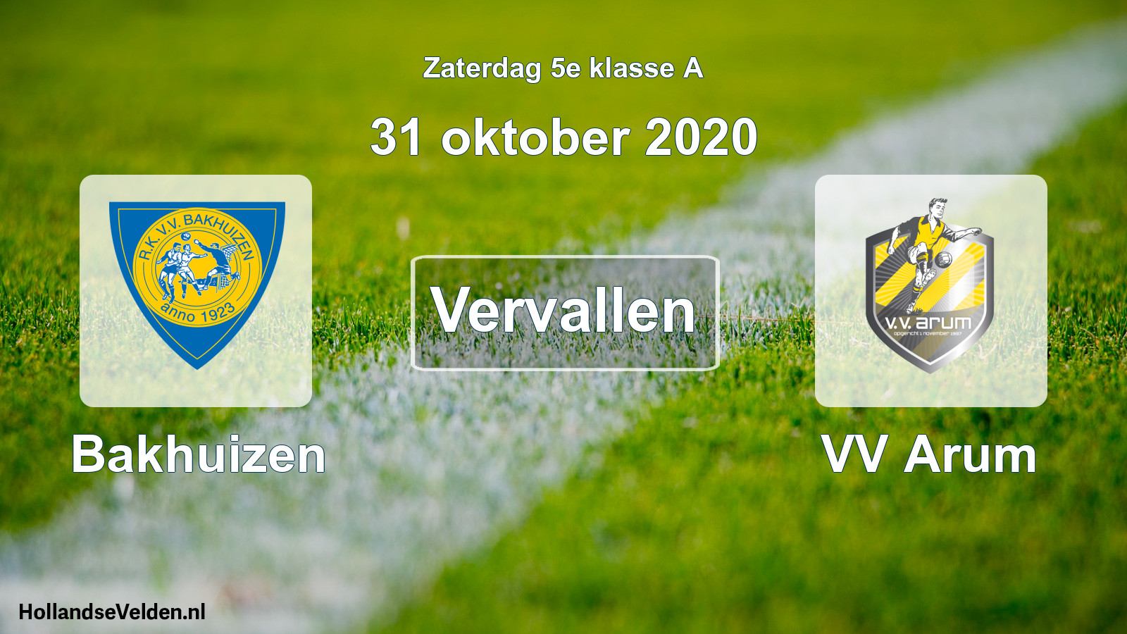 Scheduled Match: Bakhuizen - VV Arum (31 October 2020)