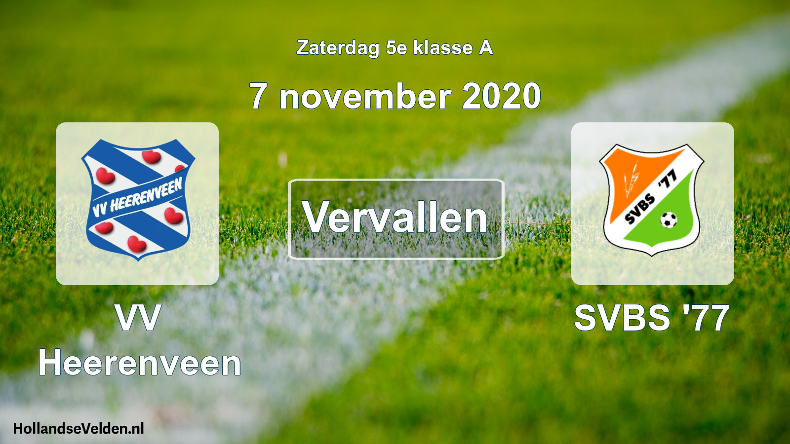 Scheduled Match: VV Heerenveen - SVBS '77 (7 November 2020)