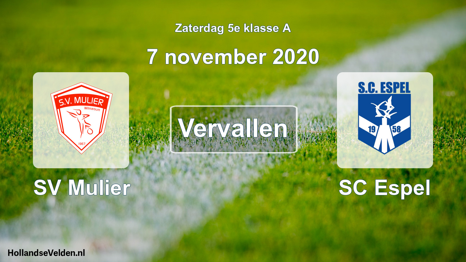 Scheduled Match: SV Mulier - SC Espel (7 November 2020)