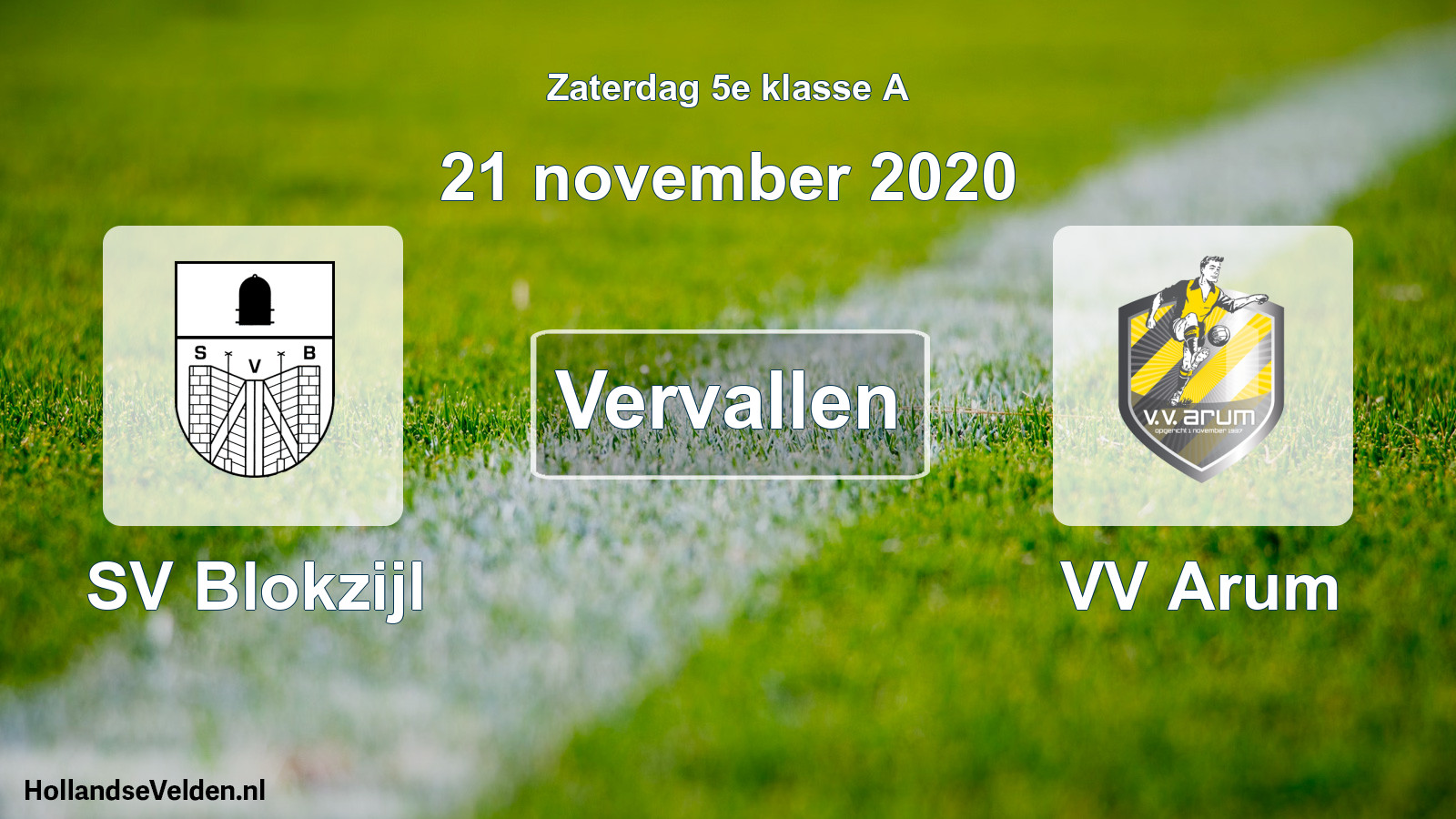 Scheduled Match: SV Blokzijl - VV Arum (21 November 2020)