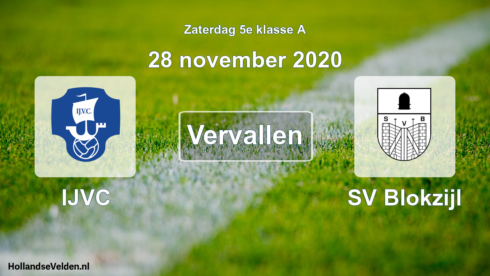 Scheduled Match: IJVC - SV Blokzijl (28 November 2020)