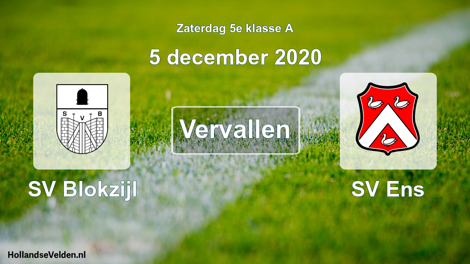 Scheduled Match: SV Blokzijl - SV Ens (5 December 2020)
