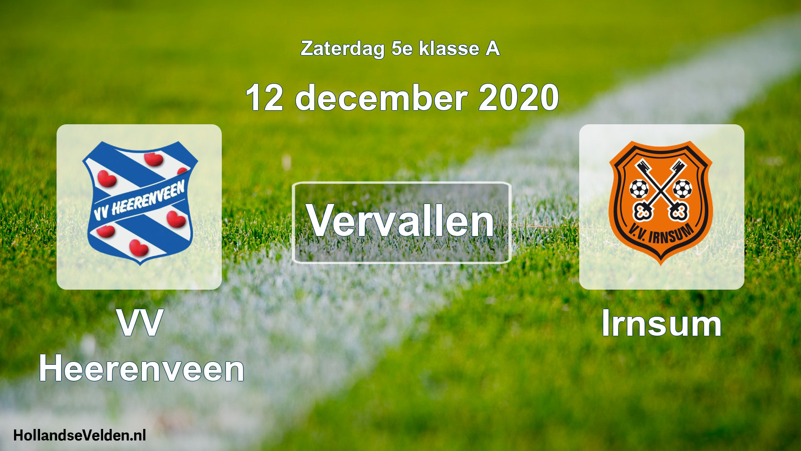 Scheduled Match: VV Heerenveen - Irnsum (12 December 2020)