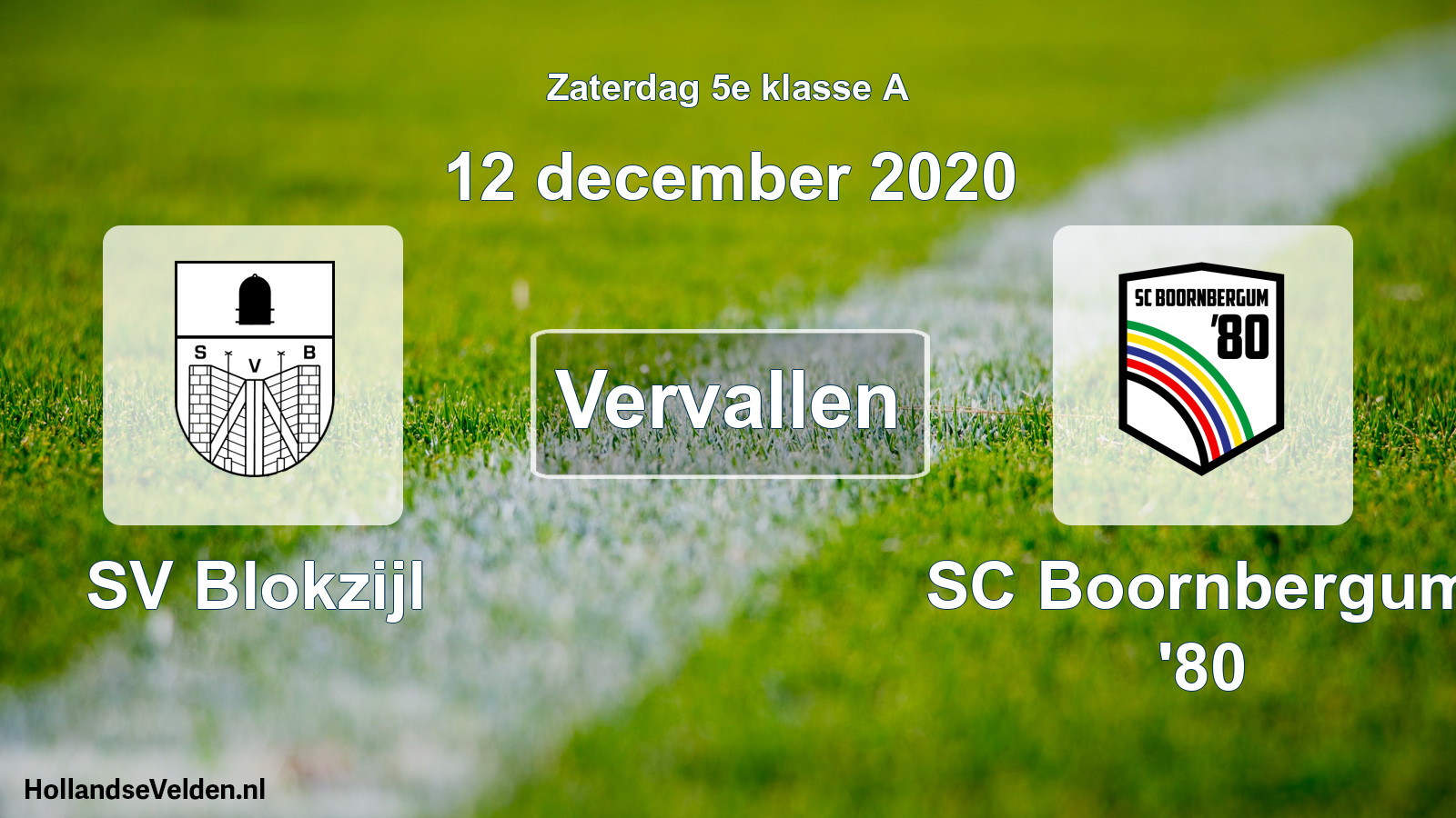 Scheduled Match: SV Blokzijl - SC Boornbergum '80 (12 December 2020)